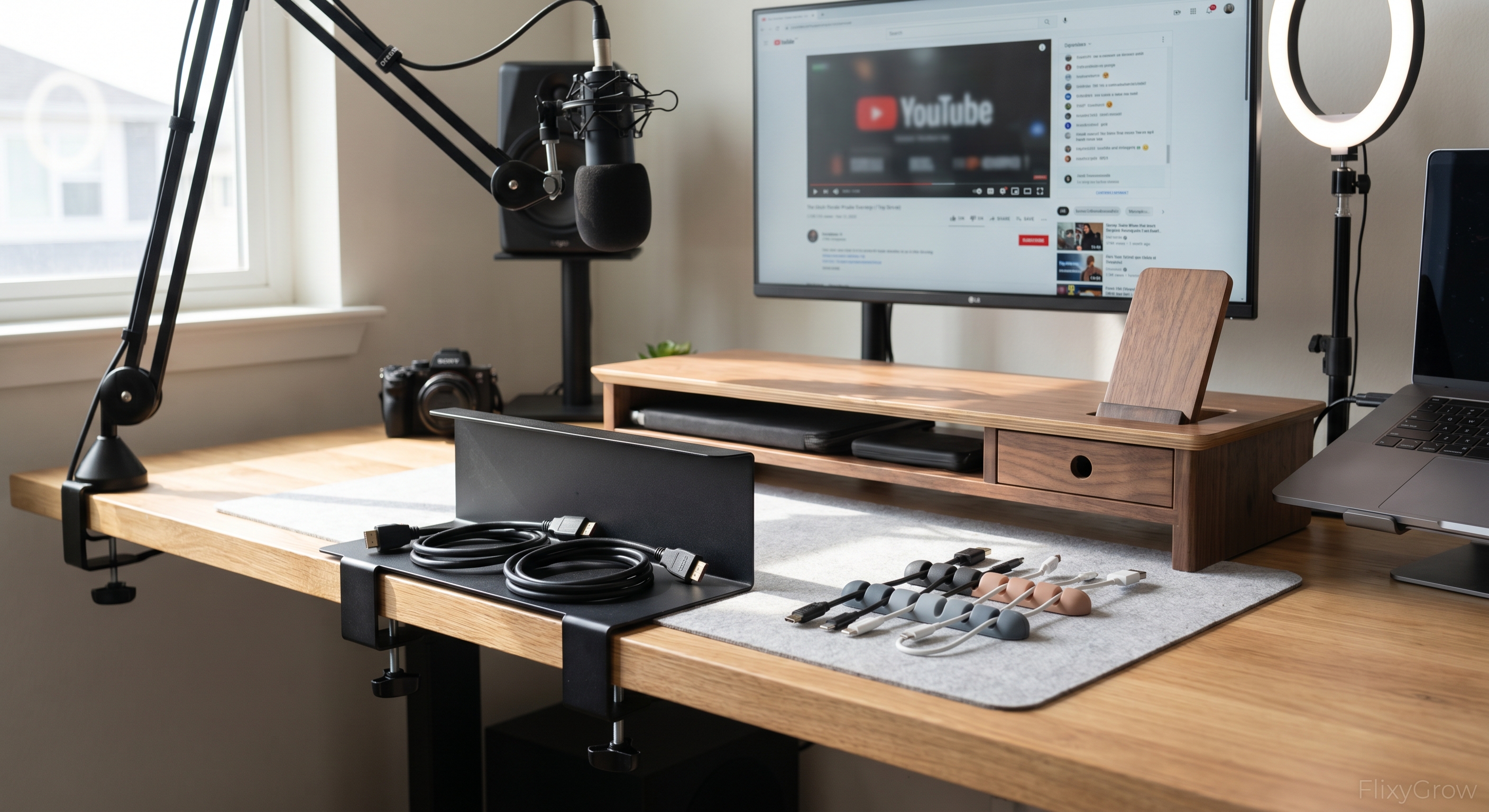 Creator desk and cable accessories product setup image